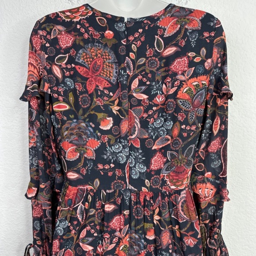 LOFT Dress Womens Size 2 Floral Tiered Dark Romantic Fairygoth Boho Whimsical - Picture 5 of 11